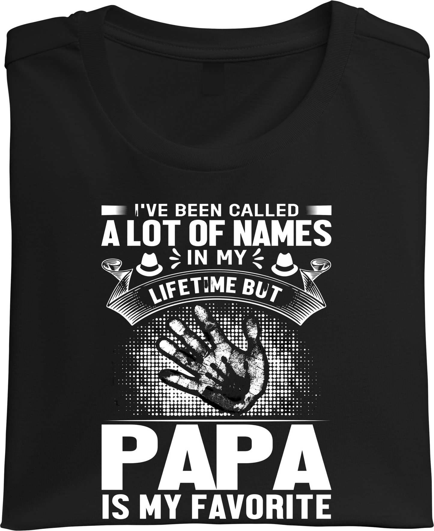 Fav. word PAPA - Hand Print  - White Text