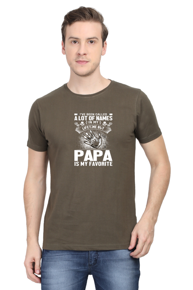 Fav. word PAPA - Hand Print  - White Text