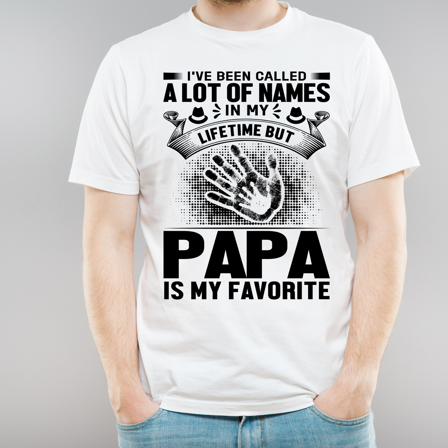 Fav. word PAPA - Hand Print  - Black Text